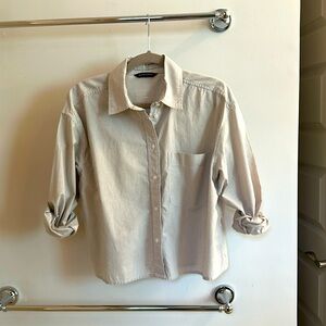 Crop long sleeve stripe blouse M